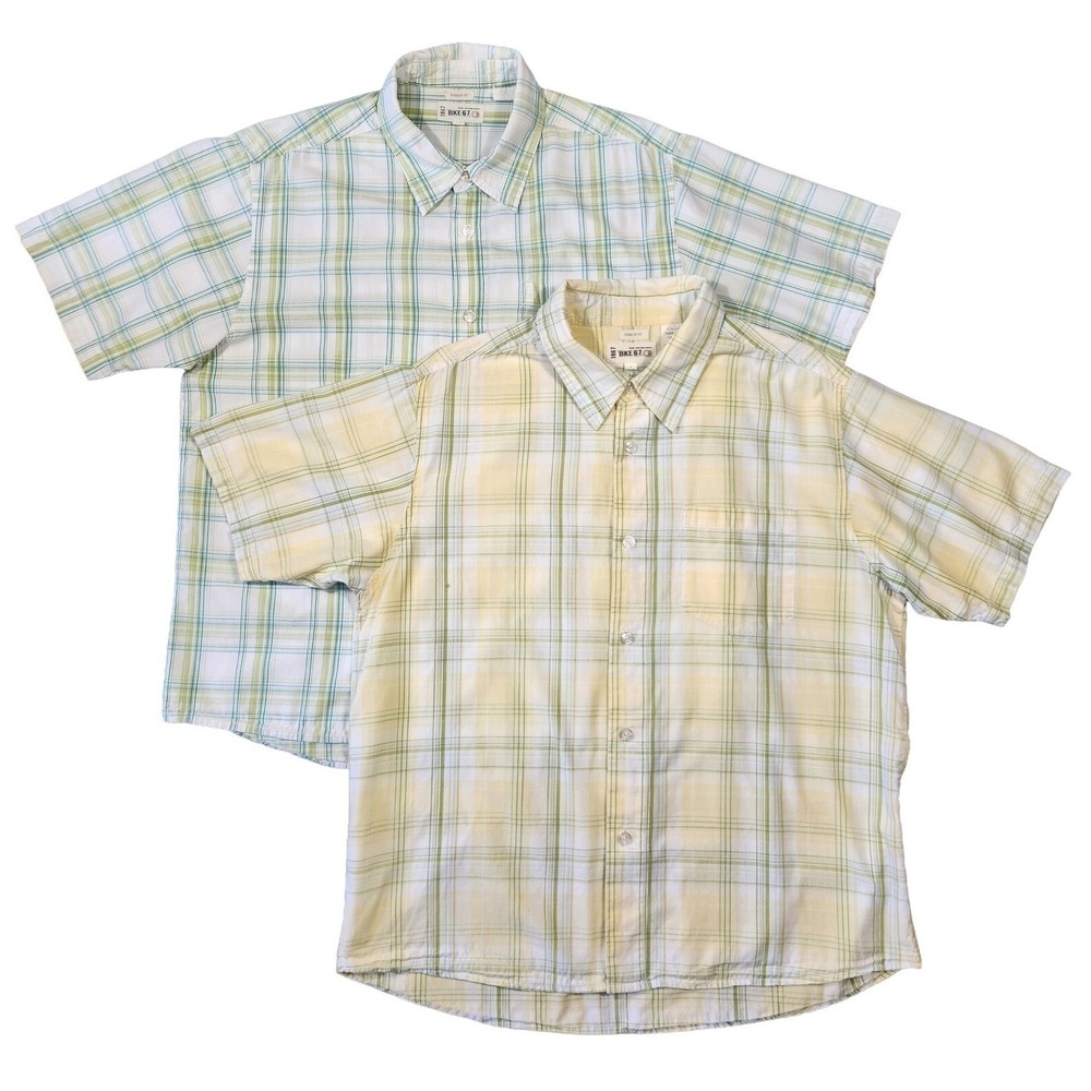 BKE Shirts Men L Plaid Button Up Short Sleeve Y2k Vtg Skater Summer Beach Casual